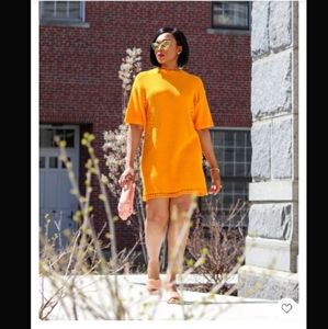 H&M orange knit cotton t shirt dress